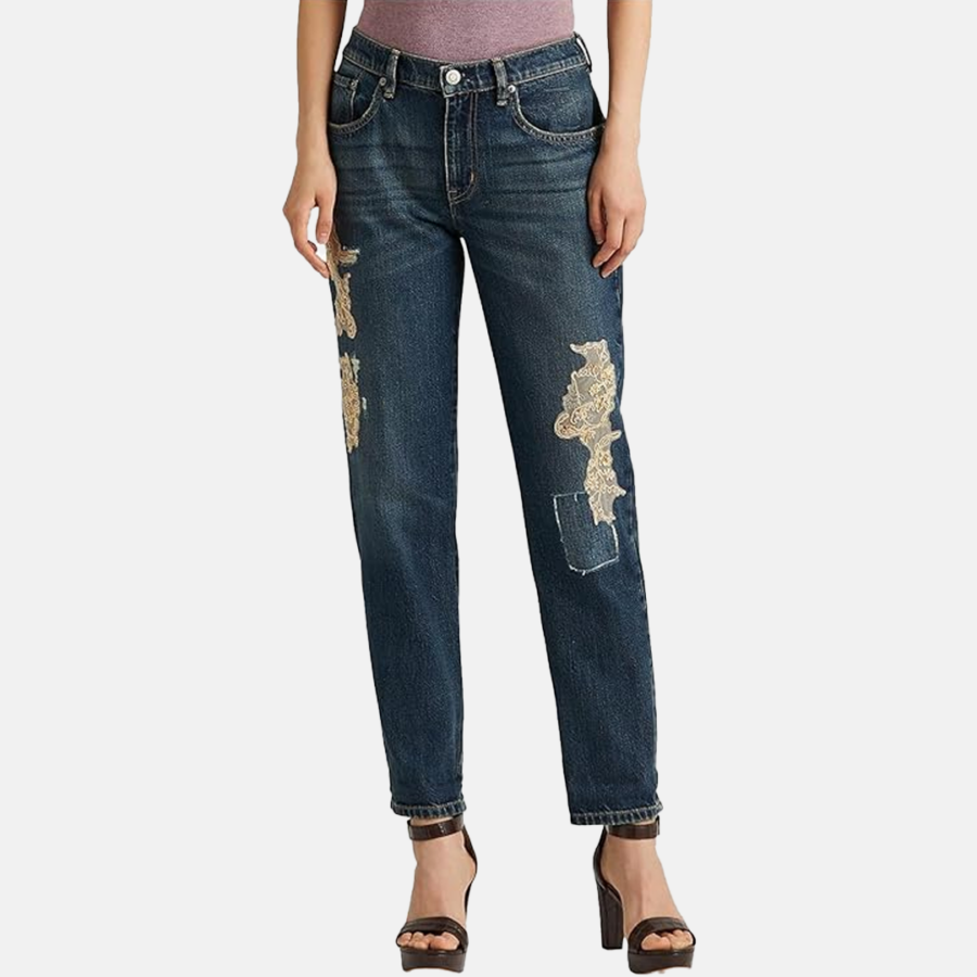 Lauren Ralph Lauren Lace Patchwork Relaxed Tapered Jeans