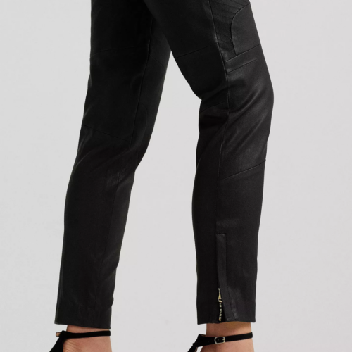 Pantalón Ralph Lauren - Stretch Leather Skinny Ankle Trouser Cuero Negro - Imagen 4