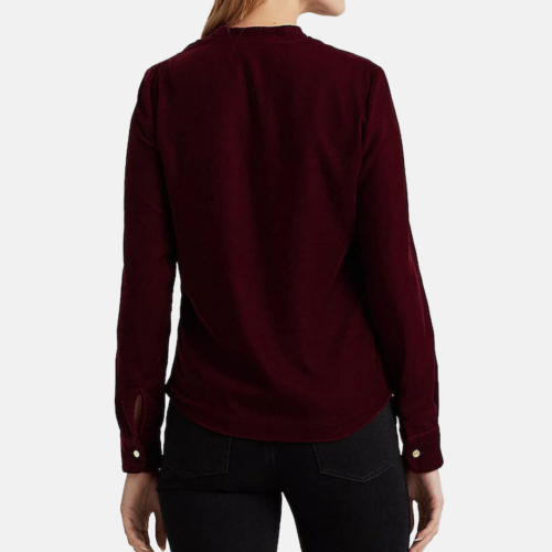 Blusa Lauren Top Terciopelo Plisado Sobrepelliz Rojo Profundo - Imagen 2