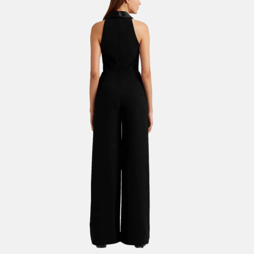 Jumpsuit Lauren - Satin-Trim Crepe Sleeveless Jumpsuit Black - Imagen 2