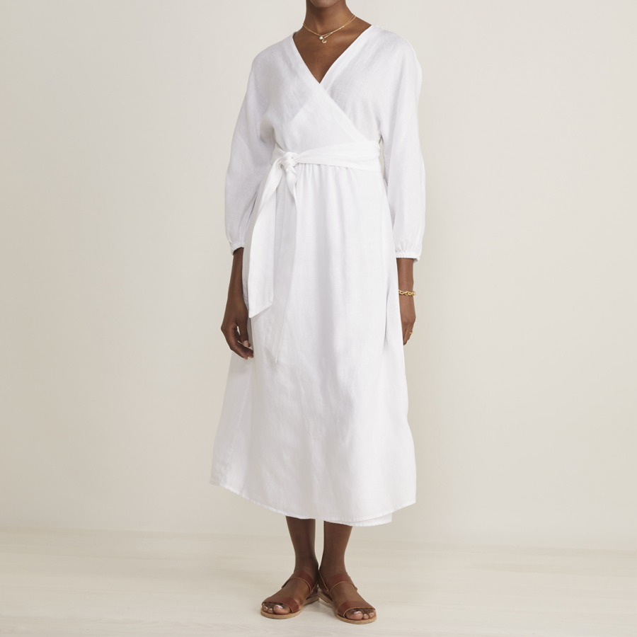 Salida de Baño Vestido Vineyard Vines - Linen Wrap Kaftan White Cap