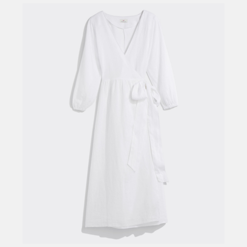 Salida de Baño Vestido Vineyard Vines - Linen Wrap Kaftan White Cap - Imagen 4