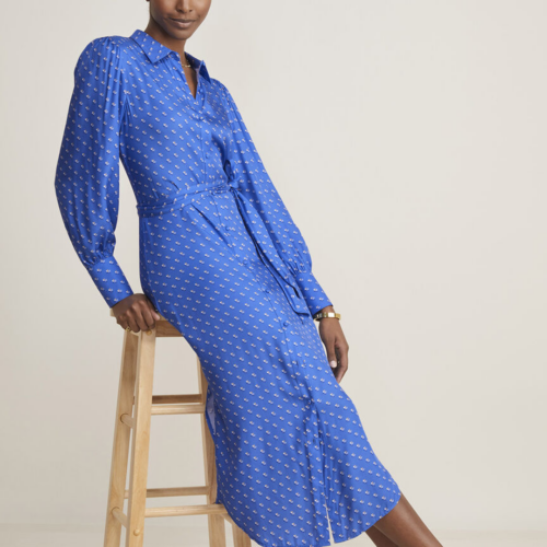 Vestido Largo Vineyard Vines - Silk Twill Midi Shirtdress - Provence - Imagen 4