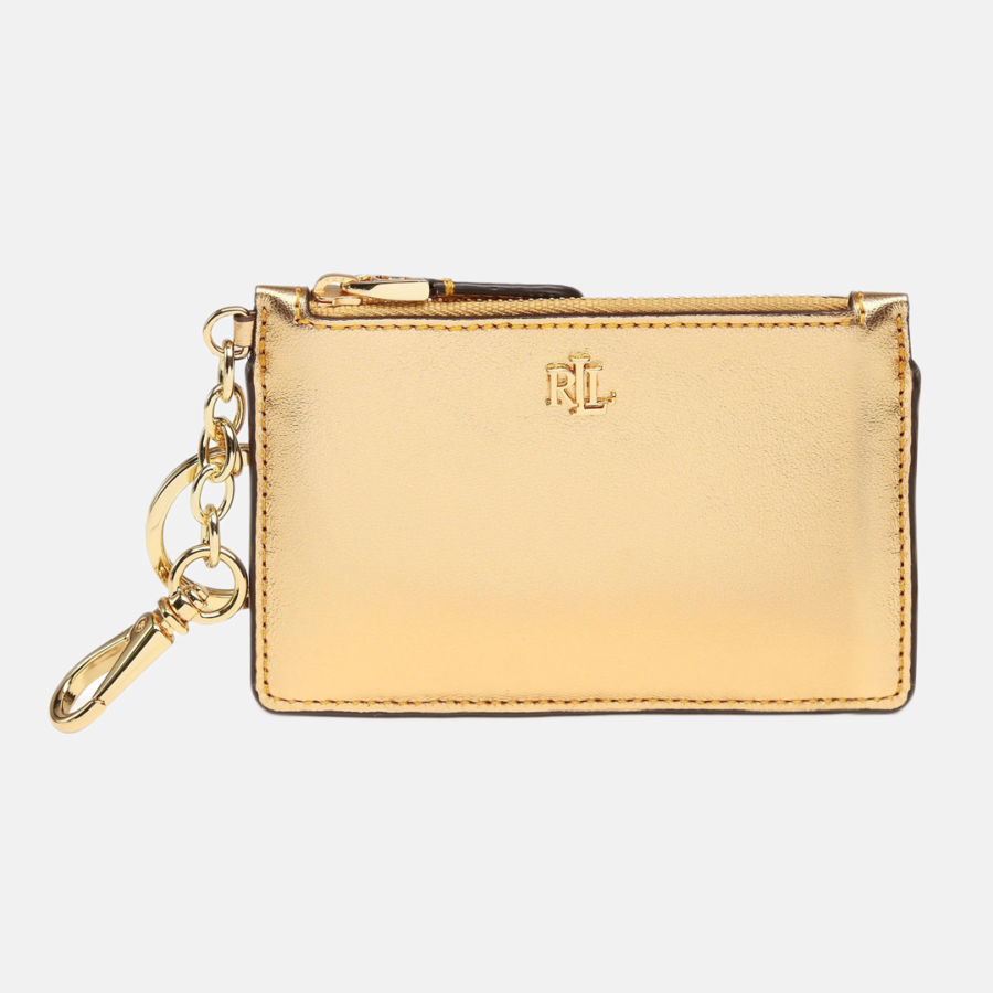 Tarjetero Ralph Lauren - ZIP Card Case Small Portside Gold