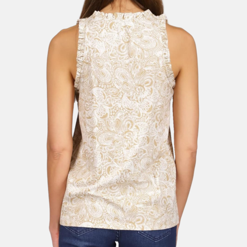 Blusa - Michael Kors Paisley-Print Top V S/S Neck Khaki - Imagen 2